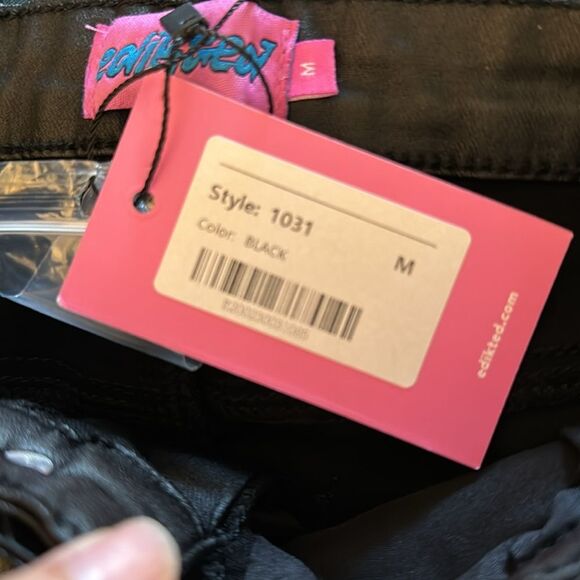 Edikted Luna Faux Leather Flare Jeans size medium ladies cool retro - Picture 13 of 14